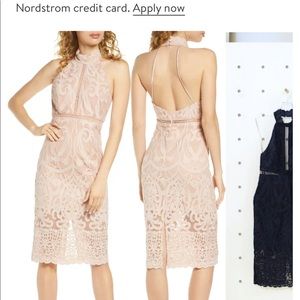 Hana lace halter cocktail dress